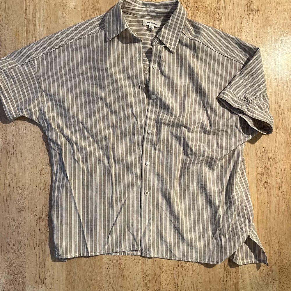 Max Studio Gray Striped Casual Shirt